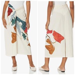 NWT Vince Painted Abstract Draped Knot Skirt XL
